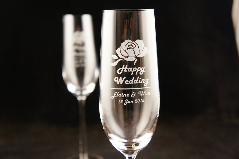 Personalize Crystal Champagne Glasses (Pair) - Design Your Own Wine