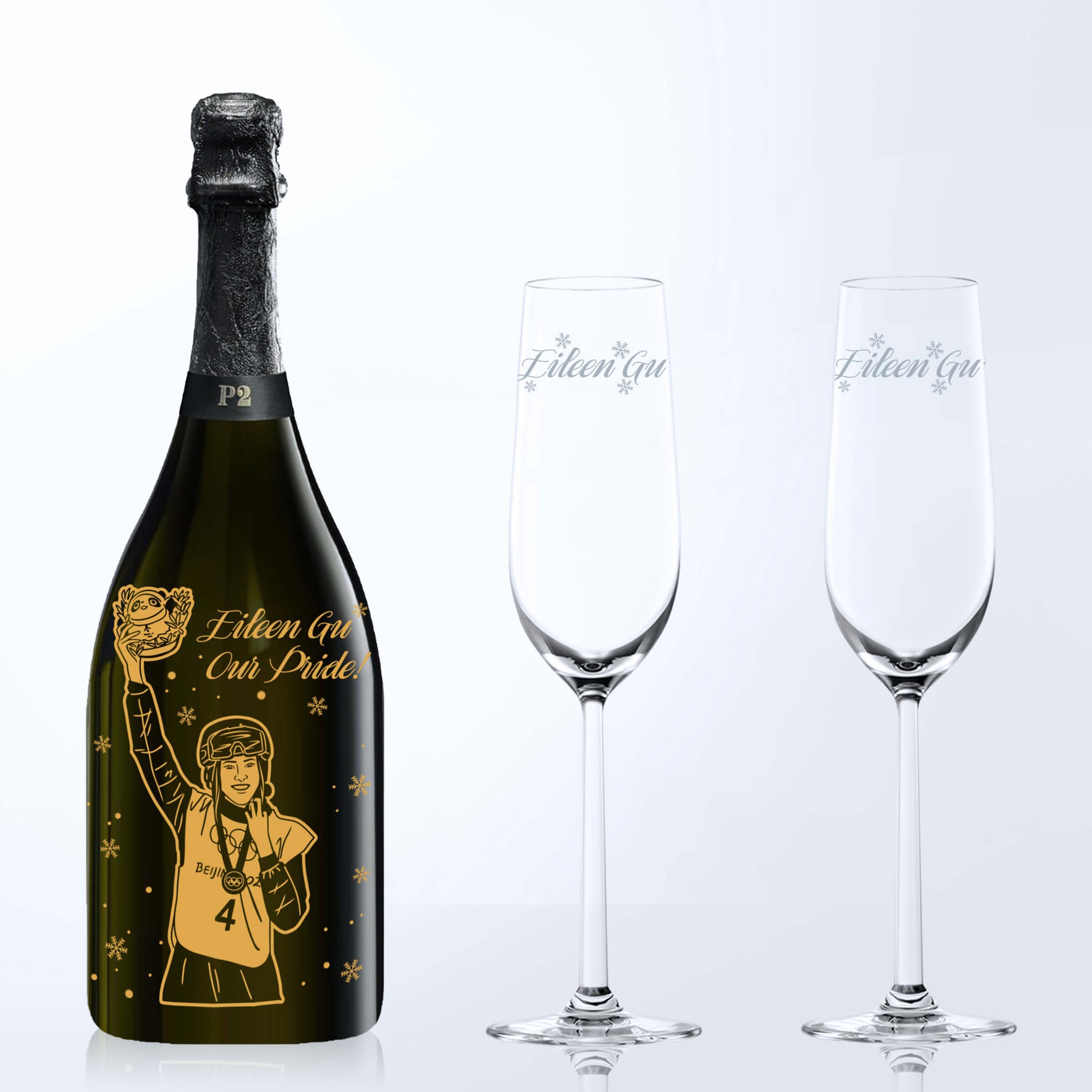 Dom Pérignon P2 Vintage 2003 & Bottega Champagne Glasses Gift Set with Engraving |唐·培裏儂P2 2003香檳&Bottega香檳杯套裝(含名字人像雕刻） - Design Your Own Wine