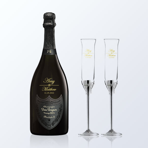 Dom Pérignon P2 Vintage 2004 & Vera Wang Love Knots Toasting Flute  Gift Set with Engraving |唐·培裏儂P2 2004香檳&Vera Wang香檳杯套裝(雕刻） - Design Your Own Wine