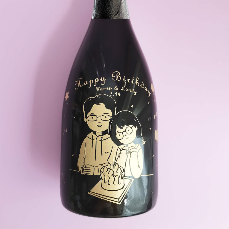 Dom Pérignon Vintage 2012|定制情侶生日禮物可愛Q版手繪風香檳套裝(雕刻） - Design Your Own Wine