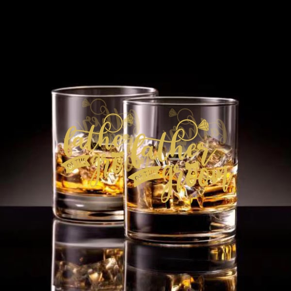 父親新郎文字定制威士忌對杯 | Custom Father groom Wording Whisky Glasses ( Pair) | Father groom - Design Your Own Wine