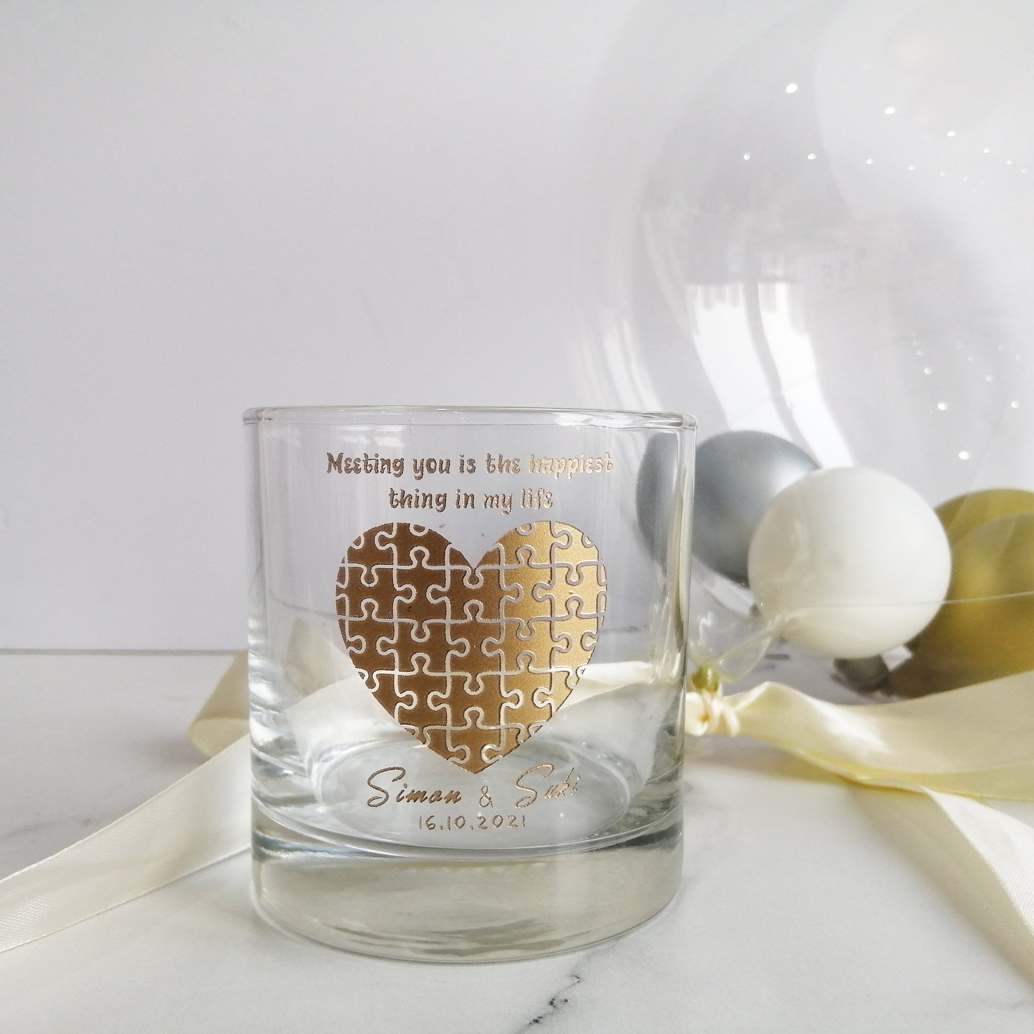 Text Art|客製化威士忌杯對杯情侶生日禮物拼圖名字紀念禮物 - Design Your Own Wine