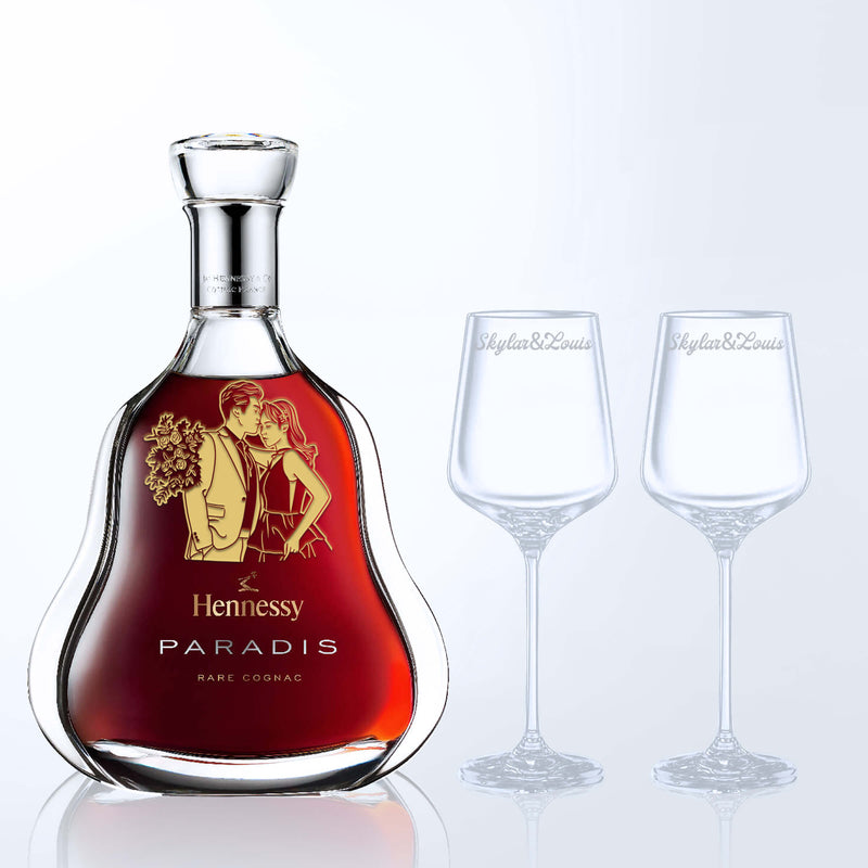 Hennessy Paradis& Bottega Crystal Glasses Gift Set with Engraving | 軒尼詩稀有乾邑&Bottega水晶洋酒杯套裝(含文字人像雕刻） - Design Your Own Wine