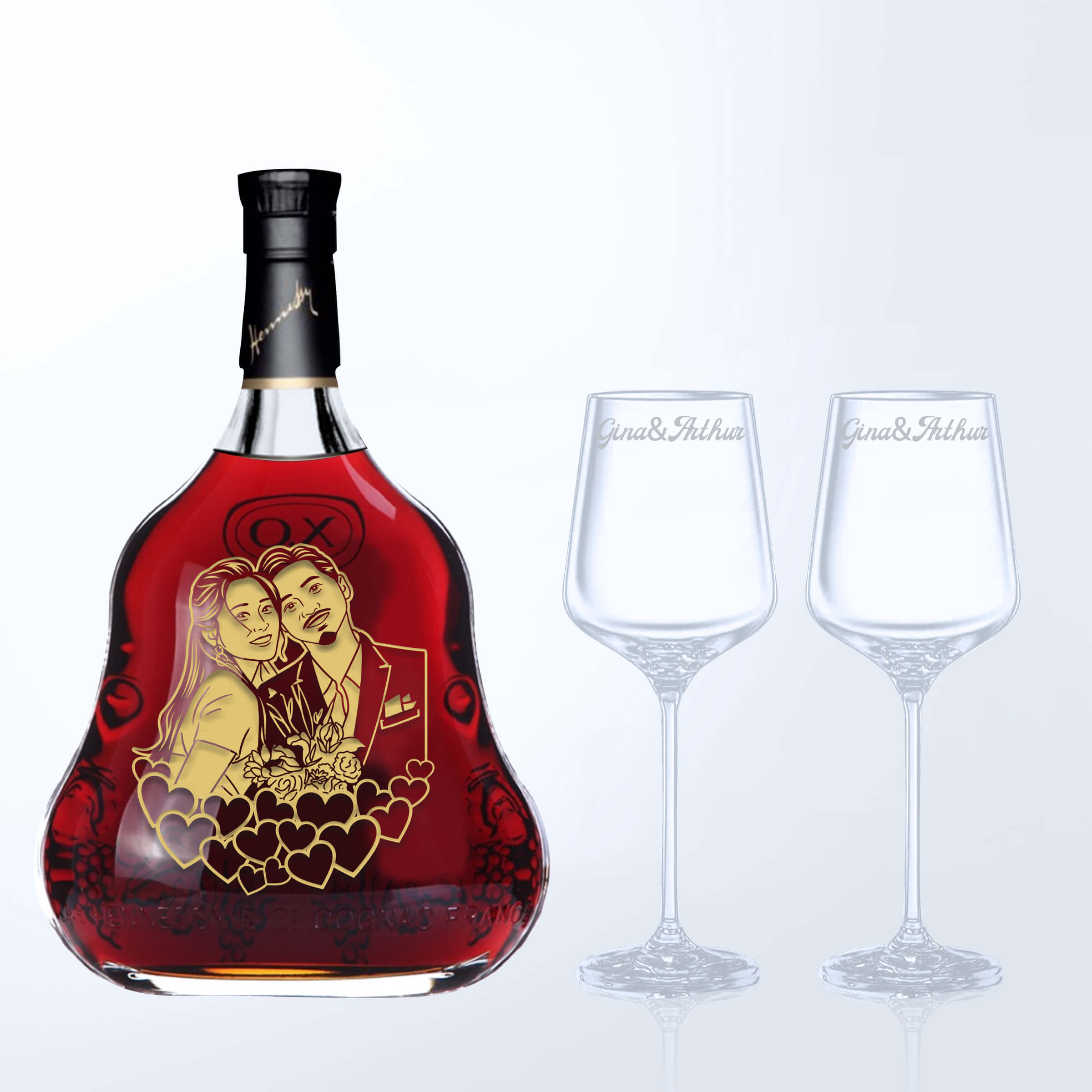 Hennessy X.O& Bottega Crystal Glasses Gift Set with Engraving | 軒尼詩X.O&Bottega水晶洋酒杯套裝(含文字人像雕刻） - Design Your Own Wine