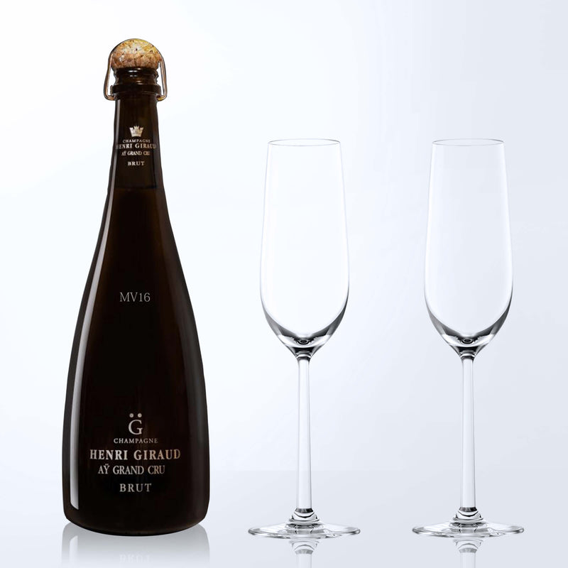 Henri Giraud MV16 & Bottega Champagne Glasses Gift Set with Engraving |亨利吉羅橡木桶陳釀香檳MV16&Bottega香檳杯套裝(含文字雕刻） - Design Your Own Wine