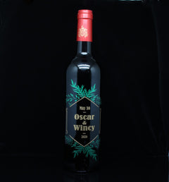綠葉文字Chateau Bonnet雕刻酒 ｜Green leaves Word Engraving Chateau Bonnet - Design Your Own Wine