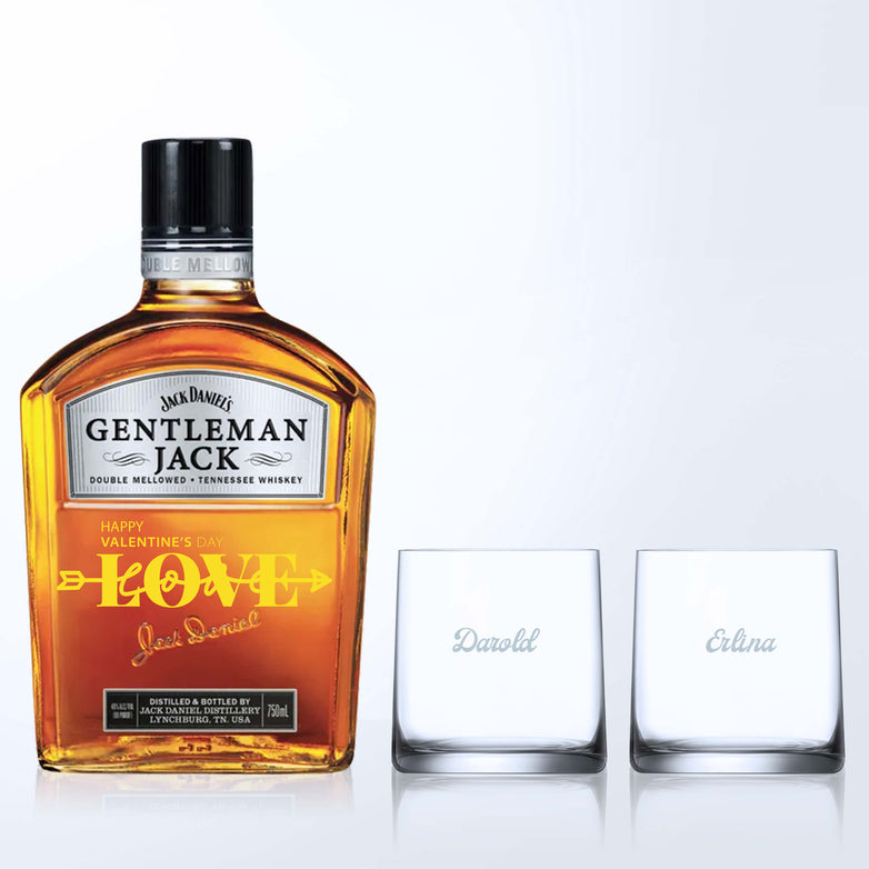 Jack Daniel’s Gentleman jack & Bottega Whisky Glasses Gift Set with Engraving |紳士傑克威士忌&Bottega威士忌杯套裝(含文字雕刻） - Design Your Own Wine