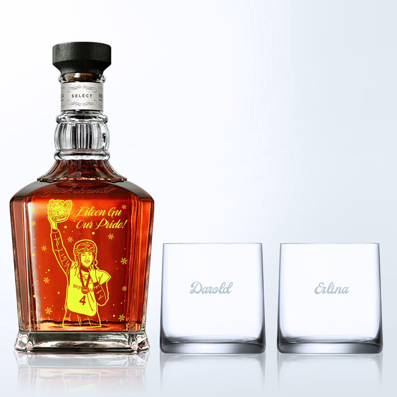 Jack Daniel’s Single Barrel Select & Bottega Whisky Glasses Gift Set with Engraving |傑克丹尼单桶威士忌&Bottega威士忌杯套裝(含文字人像雕刻)） - Design Your Own Wine