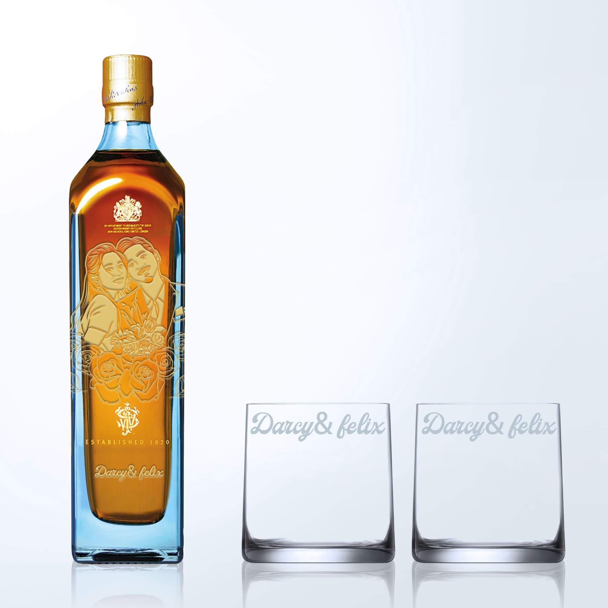 Johnny Walker Blue Label & Bottega Whisky Glasses Gift Set with Engraving |尊尼獲加藍標&Bottega威士忌杯套裝(含文字人像雕刻) - Design Your Own Wine