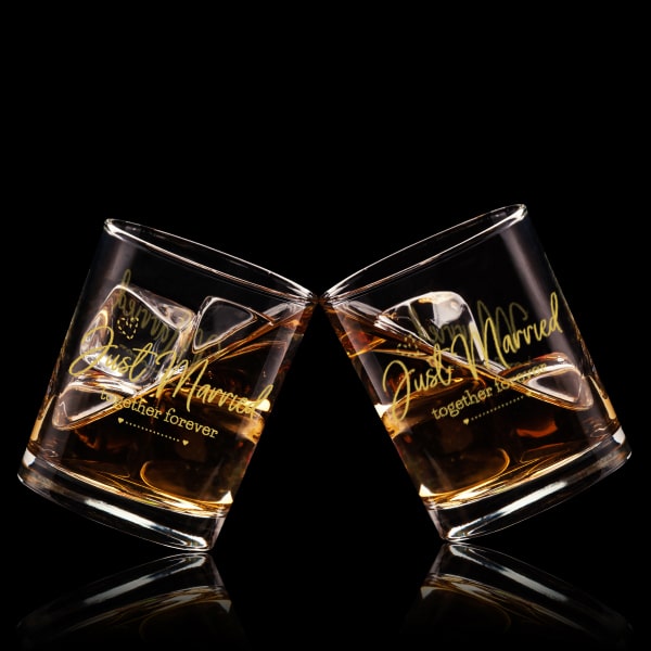 結婚文字定制威士忌對杯 | Custom Just Marry Wording Whisky Glasses ( Pair) | Just Marry - Design Your Own Wine