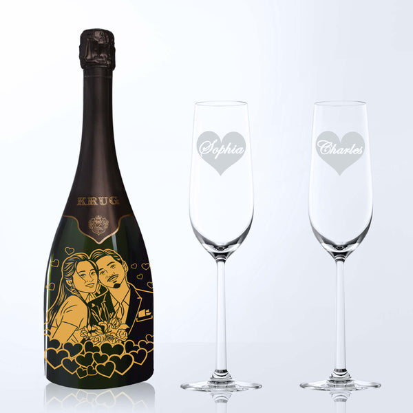 Krug Vintage 2006 & Bottega Champagne Glasses Gift Set with Engraving |克魯格2006年份香檳&Bottega香檳杯套裝(含名字人像雕刻） - Design Your Own Wine