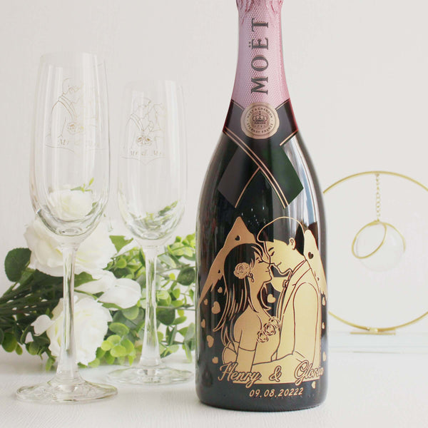 Moët & Chandon Rose Impérial |訂製婚禮專屬玫瑰香檳（人像雕刻）結婚禮物 - Design Your Own Wine