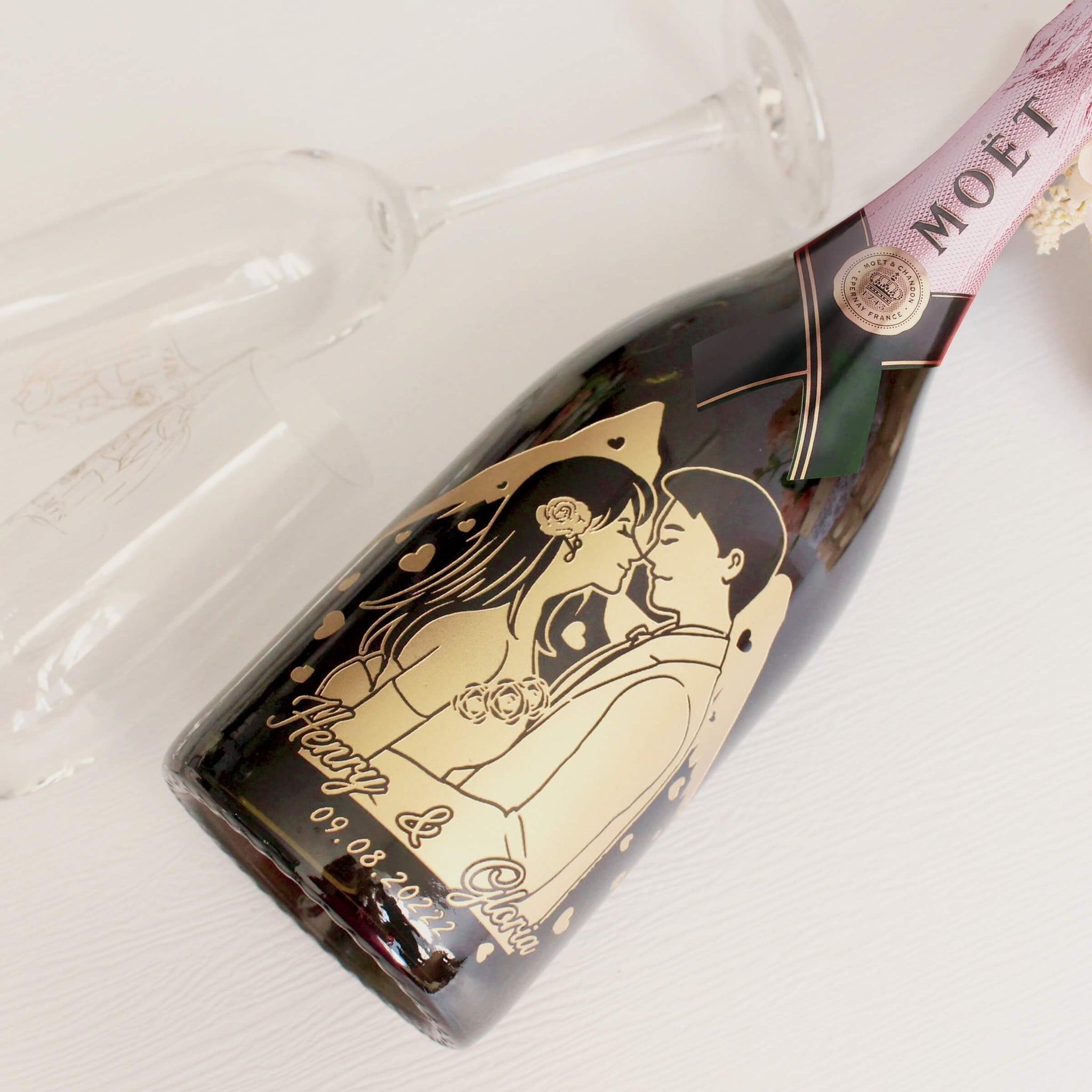 Moët & Chandon Rose Impérial |訂製婚禮專屬玫瑰香檳（人像雕刻）結婚禮物 - Design Your Own Wine