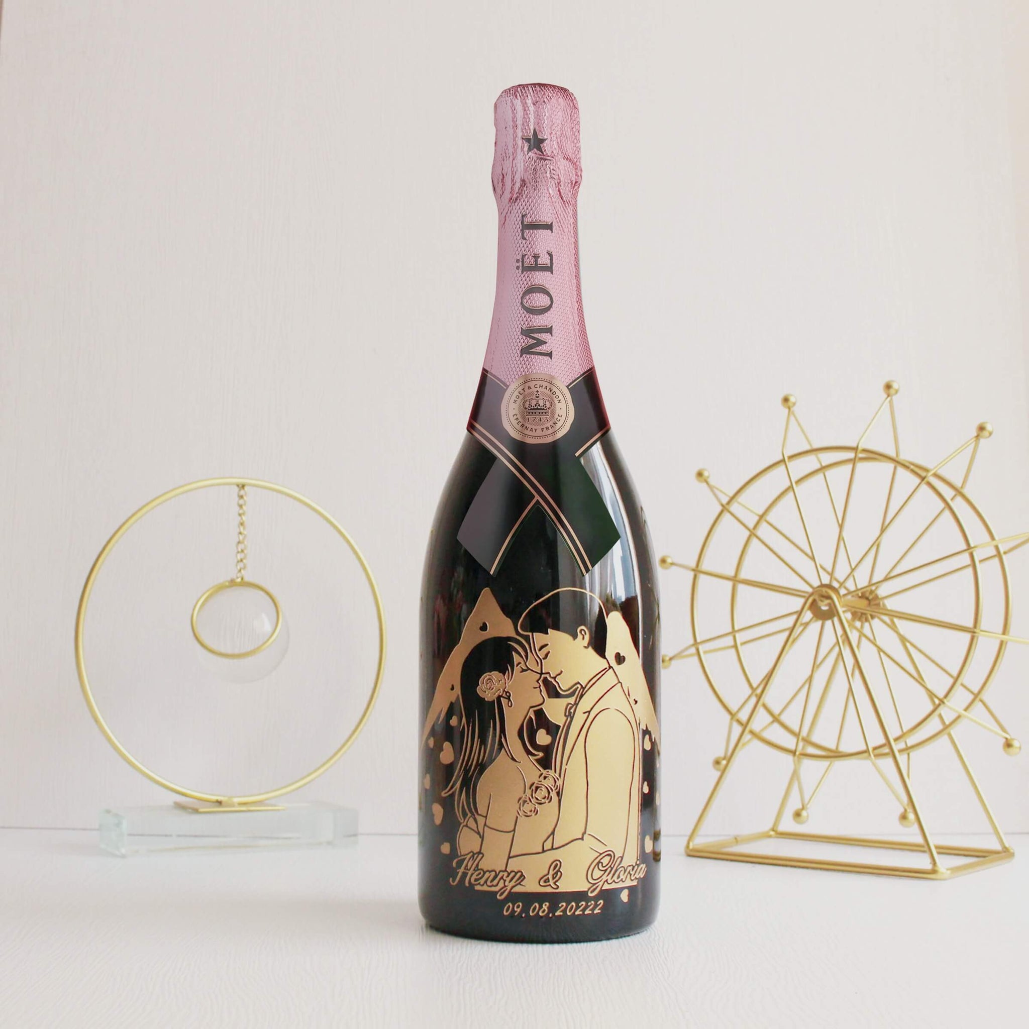 Moët & Chandon Rose Impérial |訂製婚禮專屬玫瑰香檳（人像雕刻）結婚禮物 - Design Your Own Wine