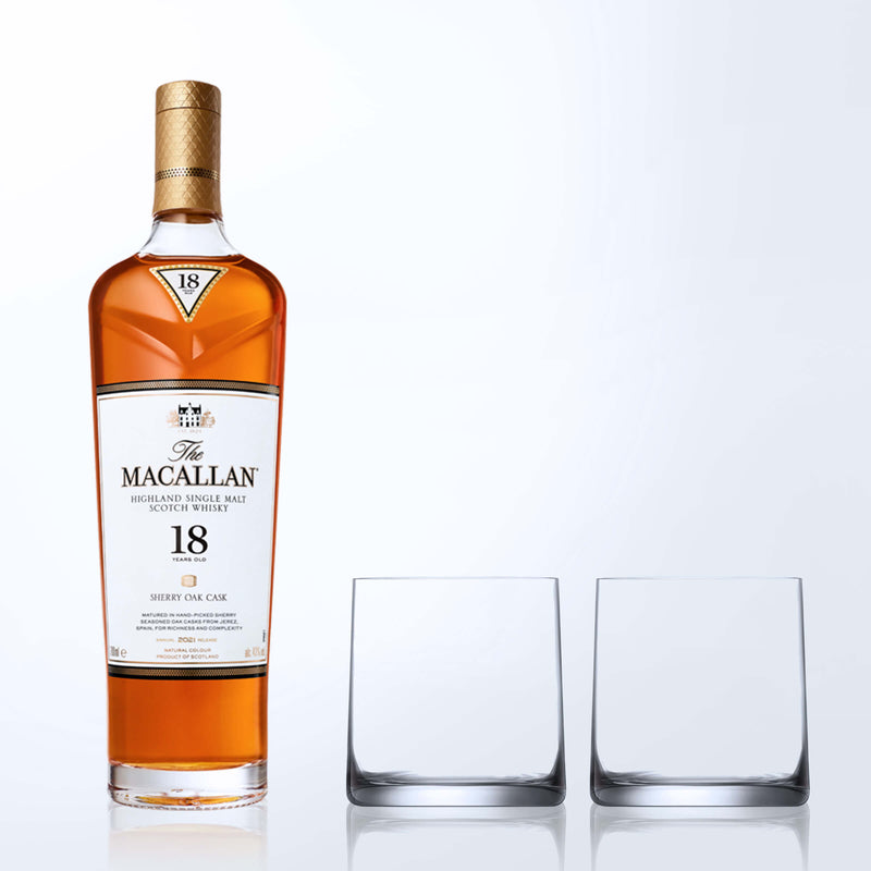 Macallen Sherry Oak 18 2021& Bottega Whisky Glasses Gift Set with Engraving |2021麥卡倫雪莉桶18年&Bottega威士忌杯套裝(含文字人像雕刻) - Design Your Own Wine