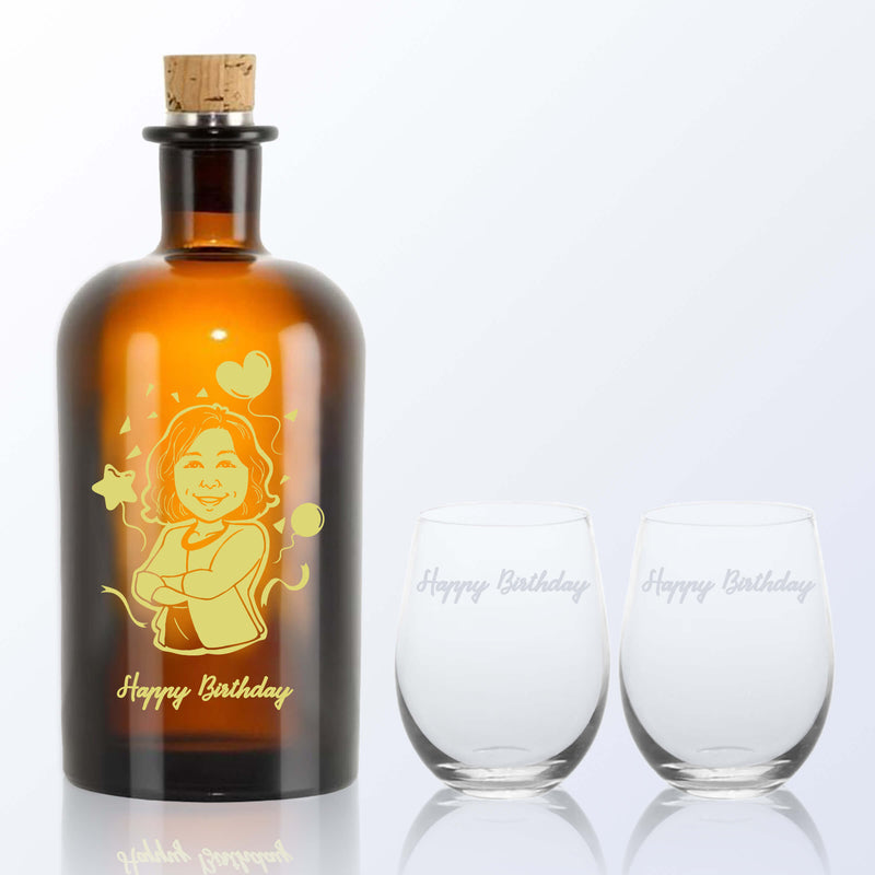 Monkey 47 Gin & Bottega Gin Glasses Gift Set with Engraving |Monkey 47氈酒套裝(含人像雕刻) - Design Your Own Wine