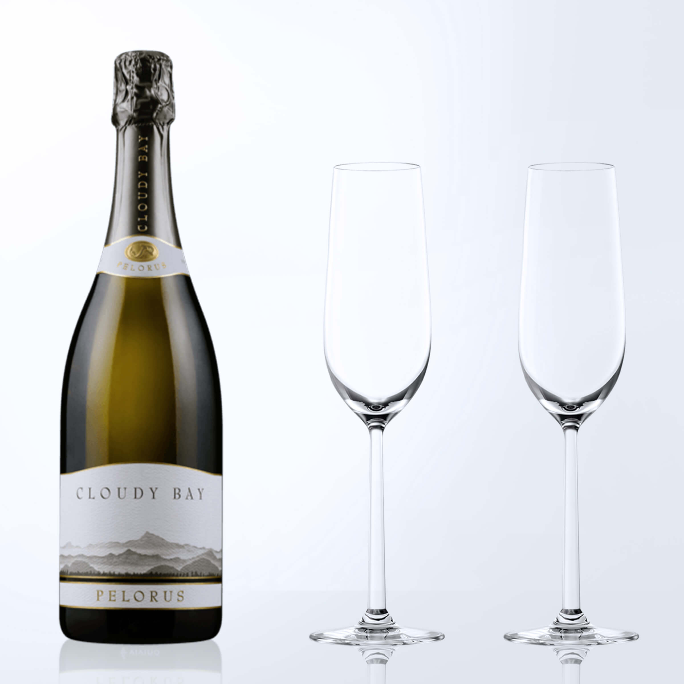 Cloudy Bay Pelorus & Bottega Champagne Glasses Gift Set with Engraving |雲霧之灣佩洛魯斯氣泡酒&Bottega香檳杯套裝(含名字人像雕刻） - Design Your Own Wine