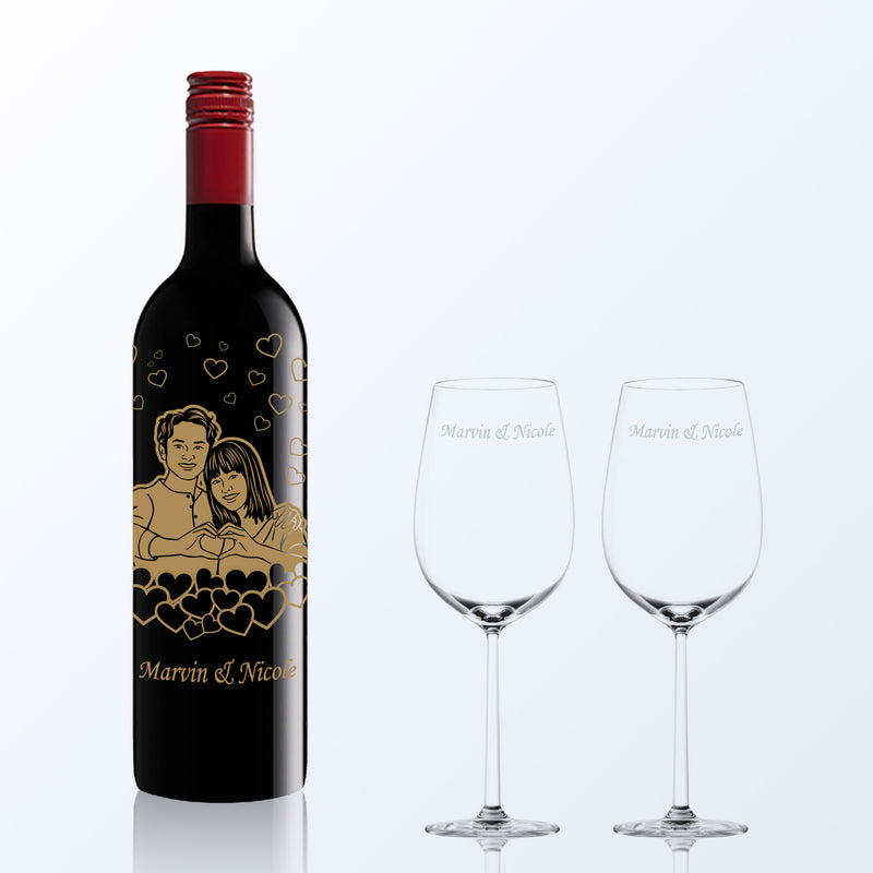 Penfolds Koonunga Hill Shiraz Cabernet 2016 & Bottega Wine Glasses Gift Set with Engraving |奔富紅酒套裝(雕刻) - Design Your Own Wine