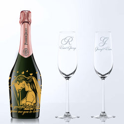 Perrier-Jouët Blason Rose & Bottega Champagne Glasses Gift Set with Engraving |巴黎之花Blason Rose香檳&Bottega香檳杯套裝(含名字人像雕刻） - Design Your Own Wine