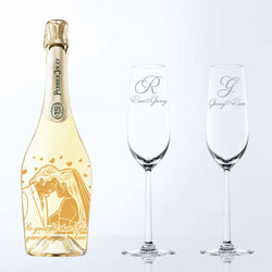 Perrier-Jouet Blanc de Blancs & Bottega Champagne Glasses Gift Set with Engraving |巴黎之花Blanc de Blancs香檳&Bottega香檳杯套裝(含名字人像雕刻） - Design Your Own Wine
