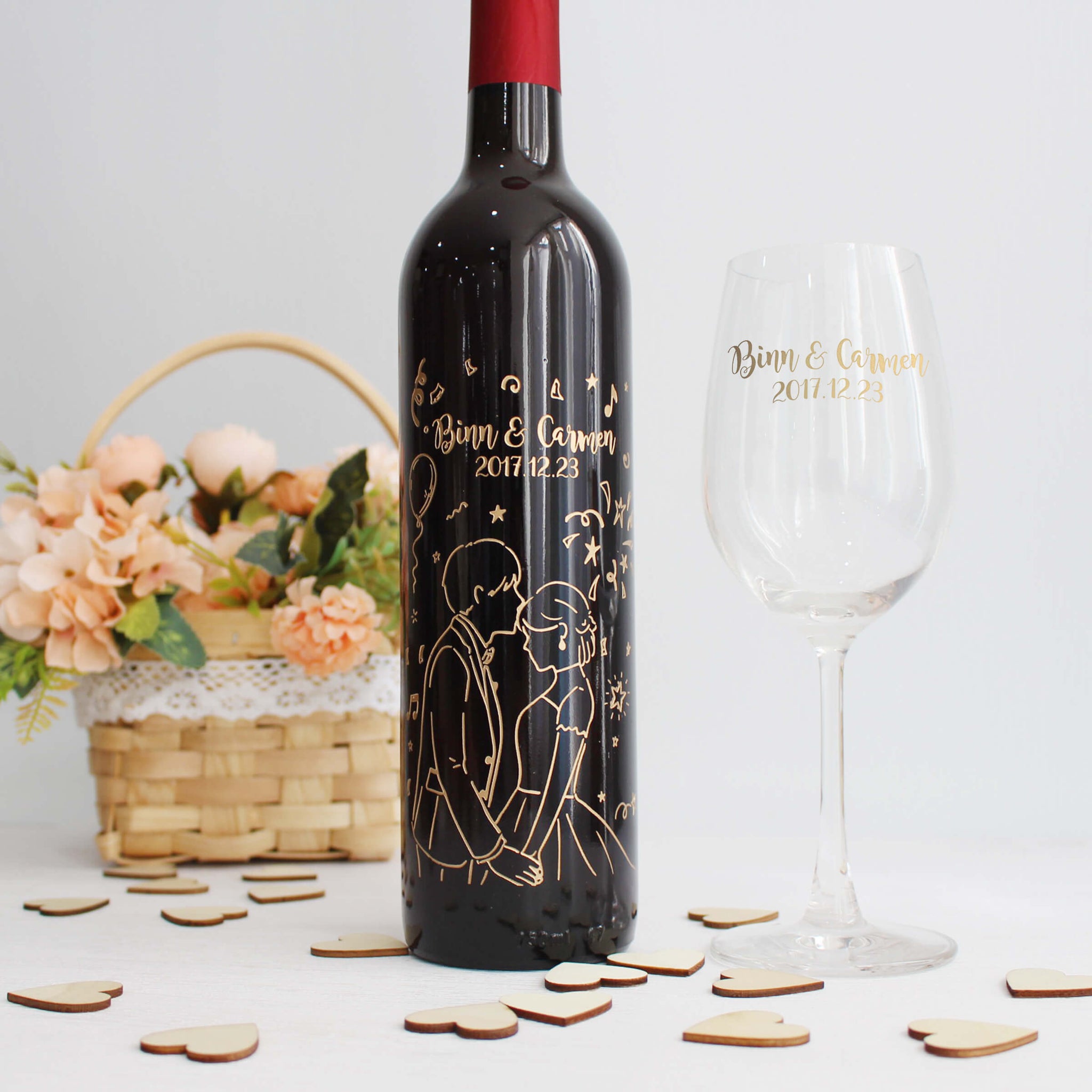 The Moment|遇見·妳-訂製結婚禮物紅酒套裝（客製化雕刻） - Design Your Own Wine