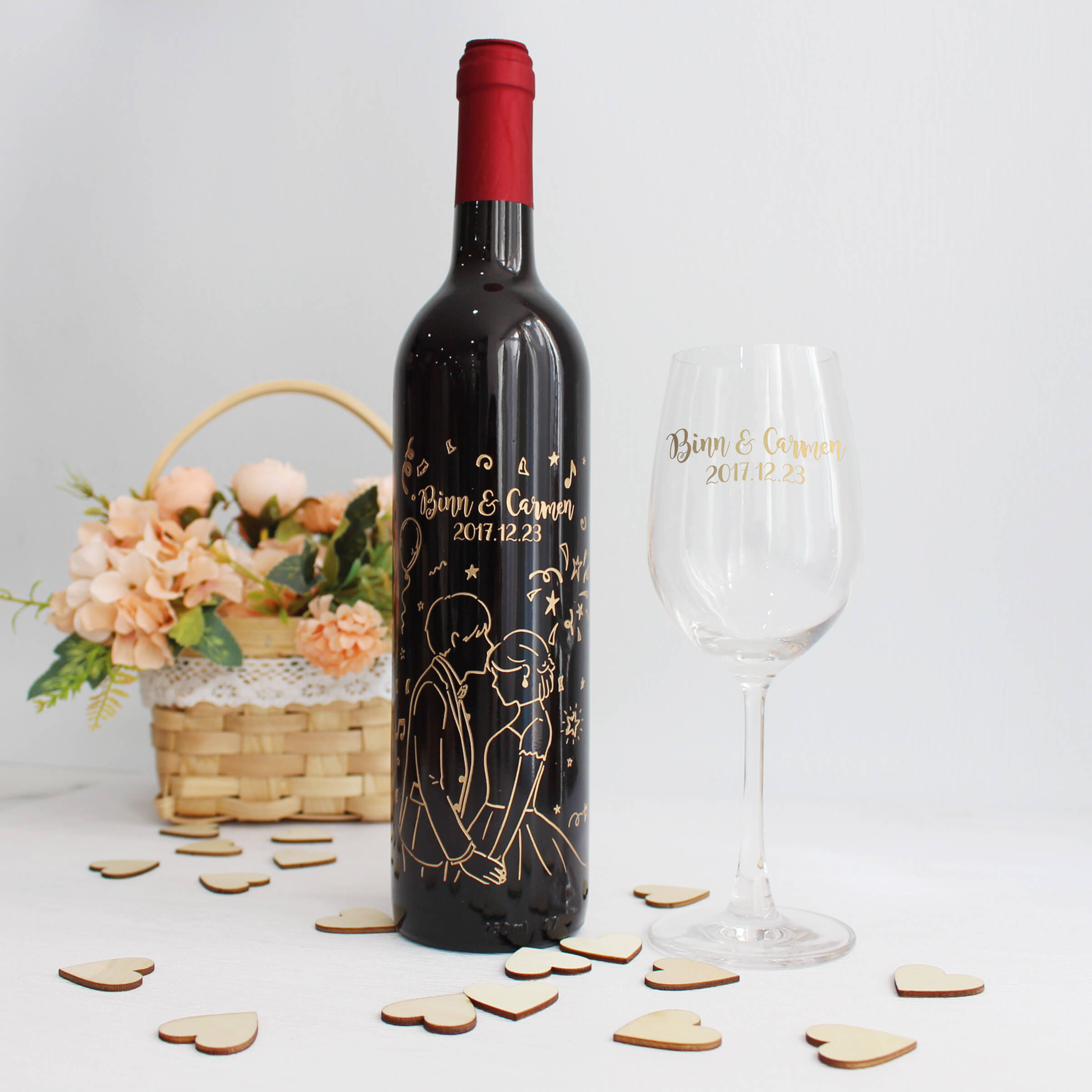 The Moment|遇見·妳-訂製結婚禮物紅酒套裝（客製化雕刻） - Design Your Own Wine