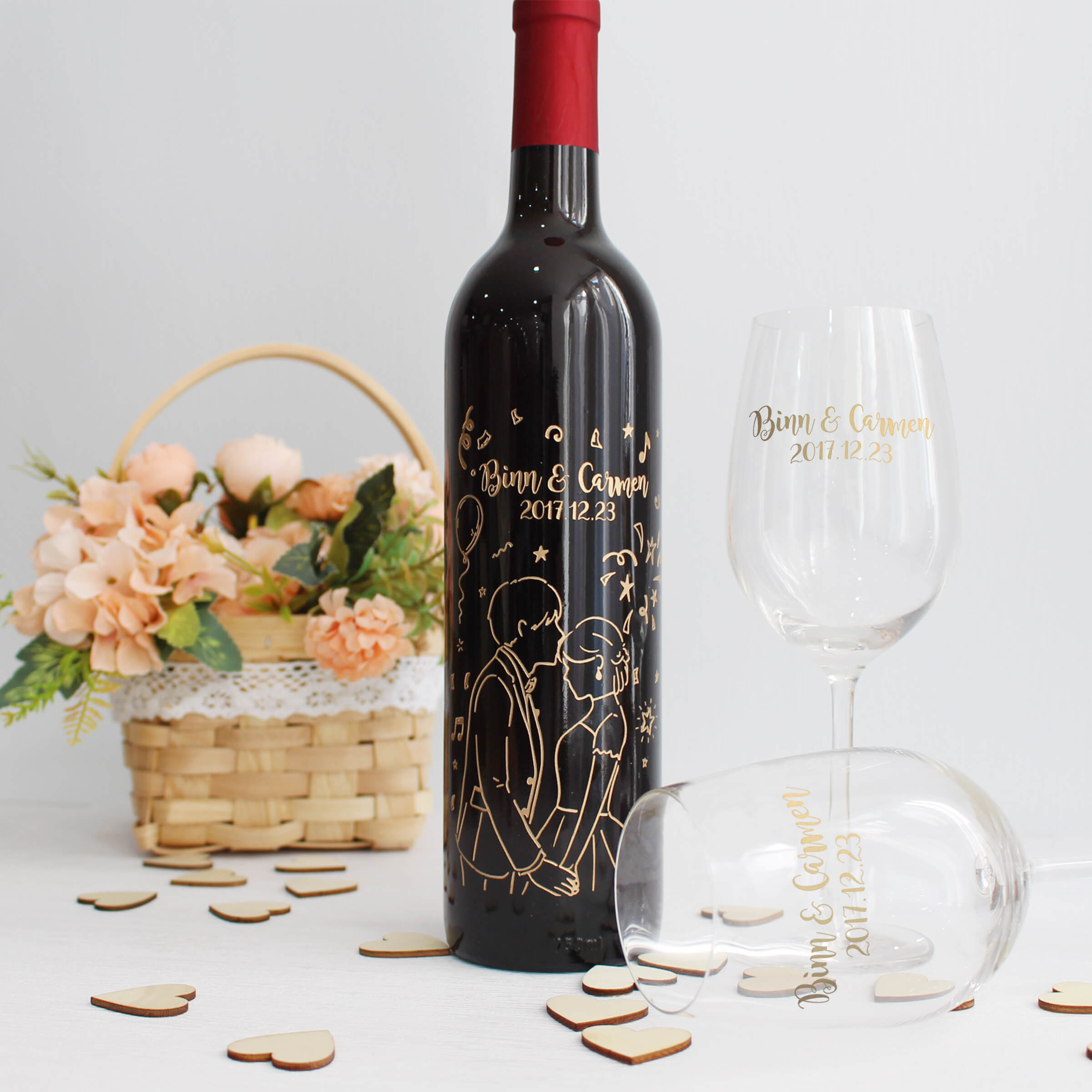 The Moment|遇見·妳-訂製結婚禮物紅酒套裝（客製化雕刻） - Design Your Own Wine