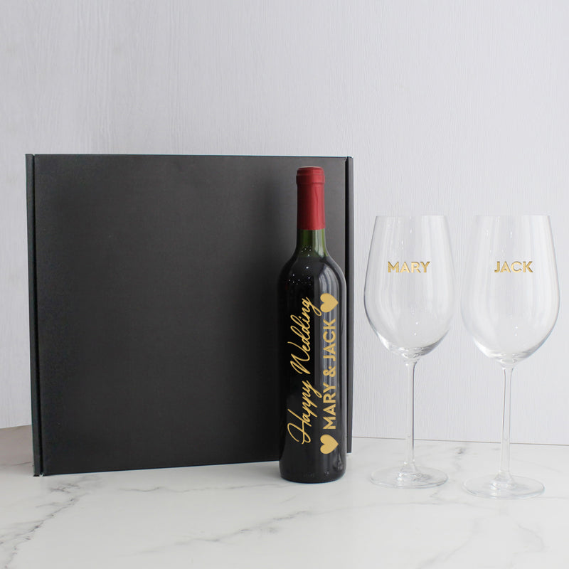 文字雕刻|訂製紅酒套裝單支雙杯 情侶禮物紀念禮物客製化禮物 - Design Your Own Wine