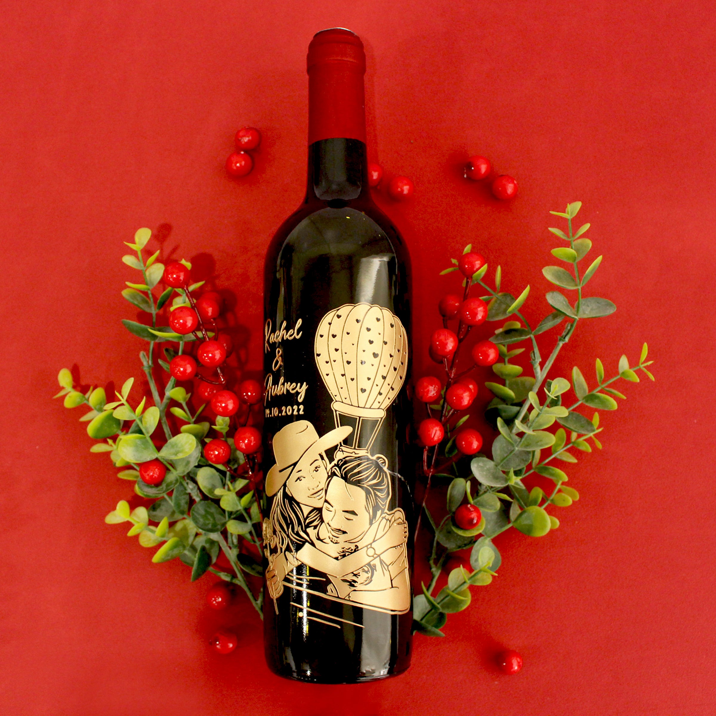 The Moment|遇見·妳-訂製情侶禮物紅酒套裝 人像雕刻（客製化雕刻） - Design Your Own Wine
