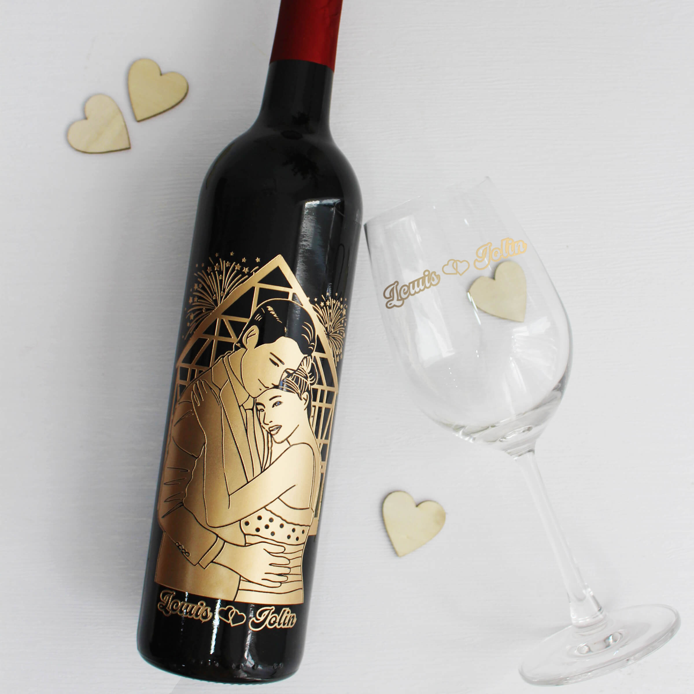 Portrait|人像系列-結婚禮物雙人人像雕刻（客製化禮物） - Design Your Own Wine