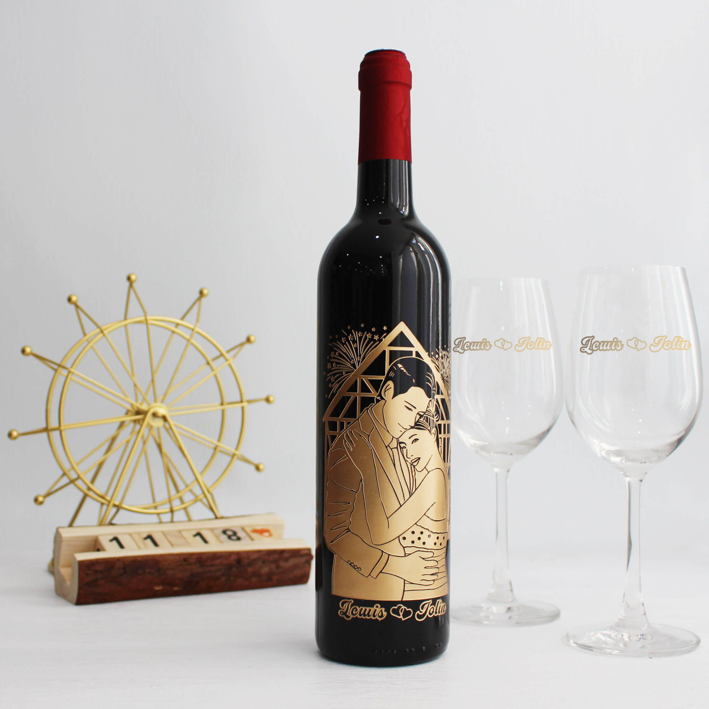 Portrait|人像系列-結婚禮物雙人人像雕刻（客製化禮物） - Design Your Own Wine