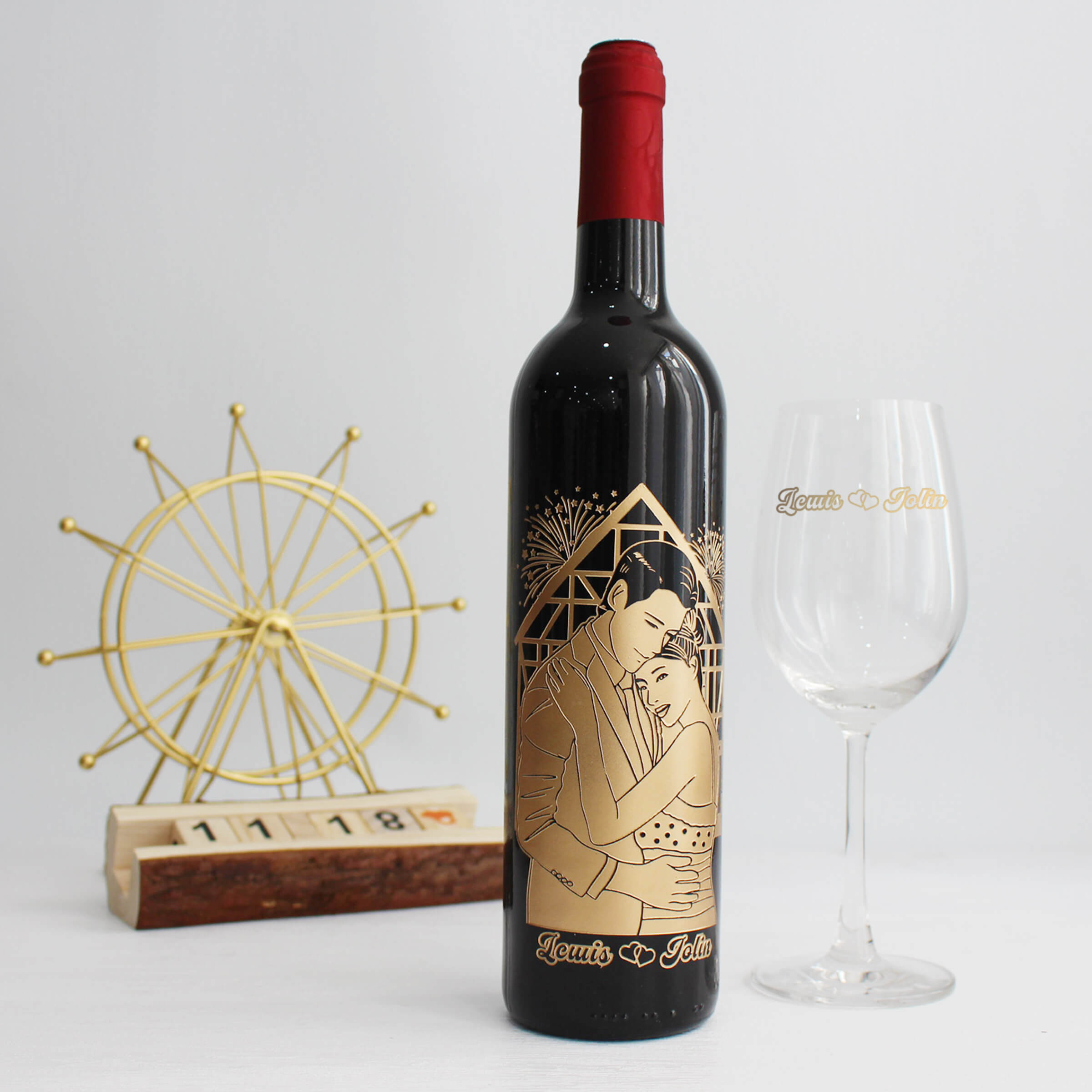 Portrait|人像系列-結婚禮物雙人人像雕刻（客製化禮物） - Design Your Own Wine