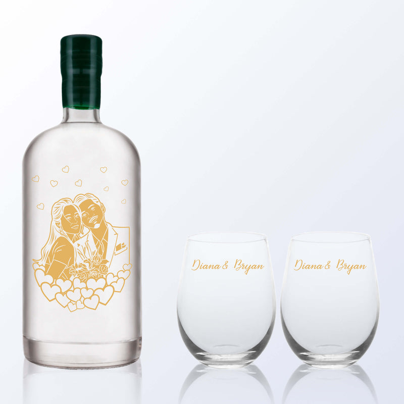 Sipsmith London Dry Gin & Bottega Gin Glasses Gift Set with Engraving |希普史密斯倫敦金酒套裝(含人像雕刻) - Design Your Own Wine