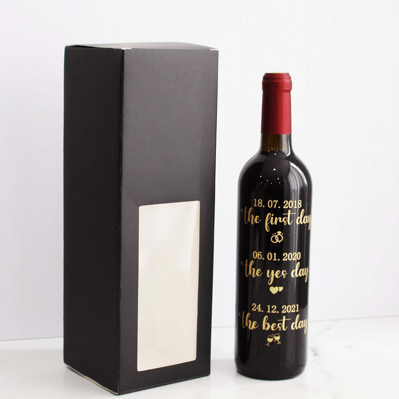 Text art |紀念日禮物—定制個性化情侶日期紅酒（雕刻） - Design Your Own Wine