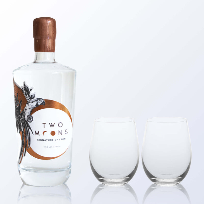 Two Moons Signature Dry Gin & Bottega Gin Glasses Gift Set with Engraving |Two Moons Gin套裝(含人像雕刻) - Design Your Own Wine