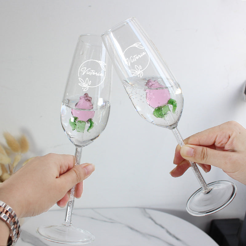 水晶玫瑰香檳杯禮盒| Crystal Rose Glasses Gift Set - Design Your Own Wine