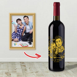 卡通人像雕刻 ｜ Cartoon Style Wine Engraving - Design Your Own Wine