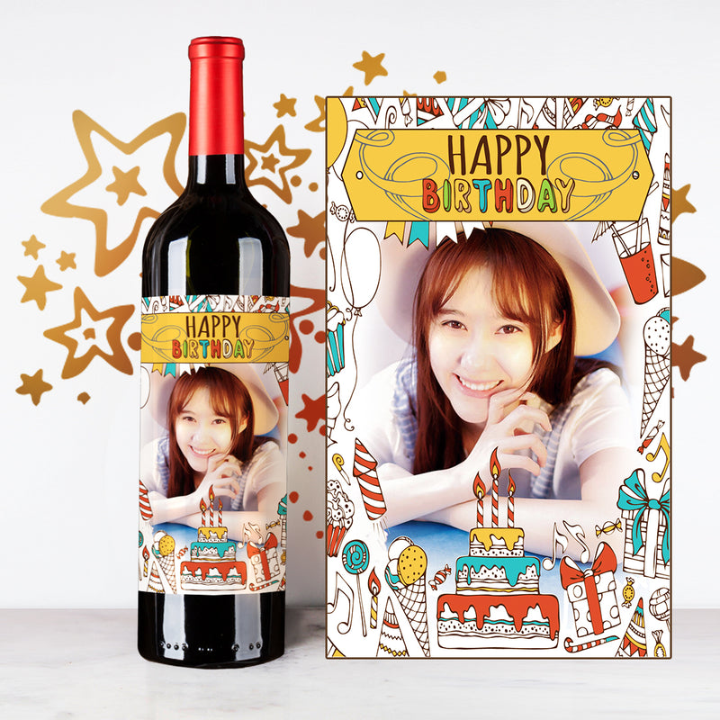 Personalize Cute Happy Birthday  | 生日定制酒 - Design Your Own Wine