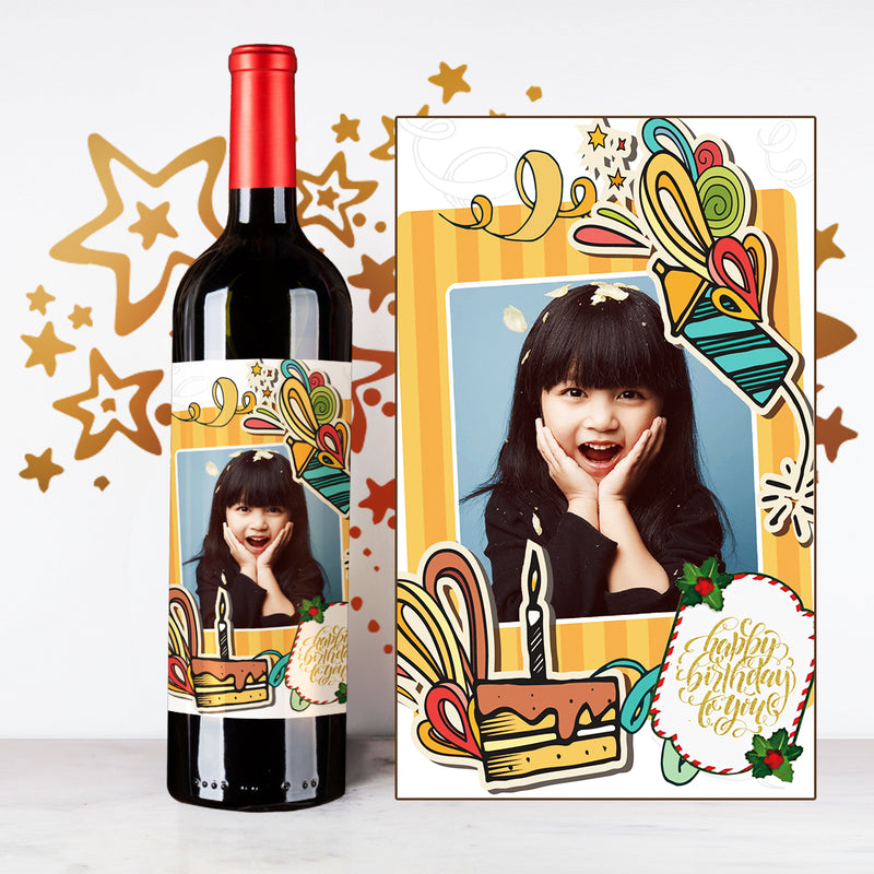 Personalize Cartoon Happy Birthday Wine |  生日定制酒 - Design Your Own Wine