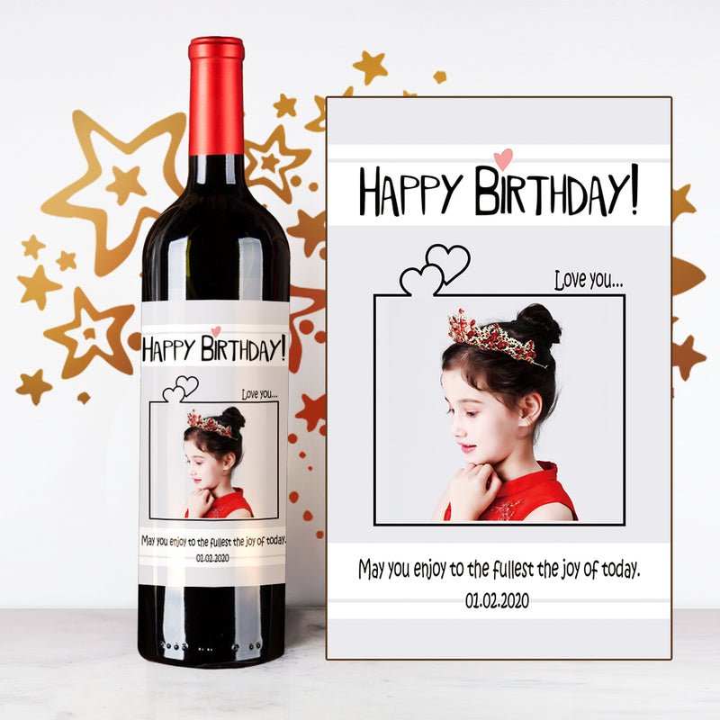 Personalize Cute Rectangle Happy Birthday Wine  | 生日定制酒 - Design Your Own Wine