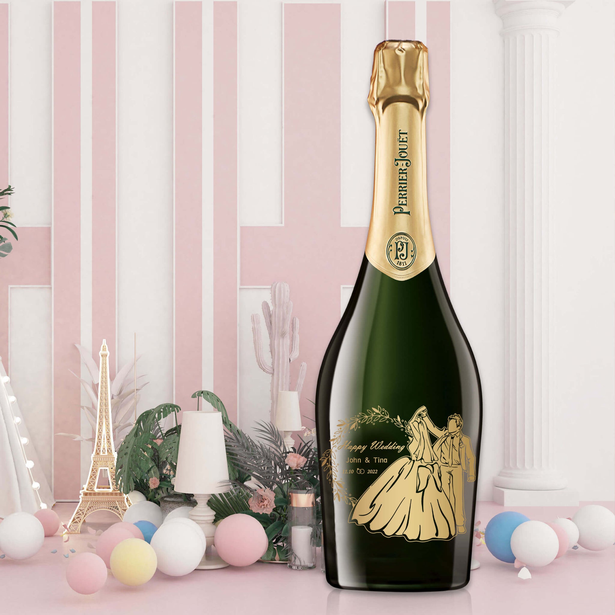 新婚禮物 |Perrier-Jouët 巴黎之花香檳 新婚禮物紀念日禮物（含雕刻） - Design Your Own Wine