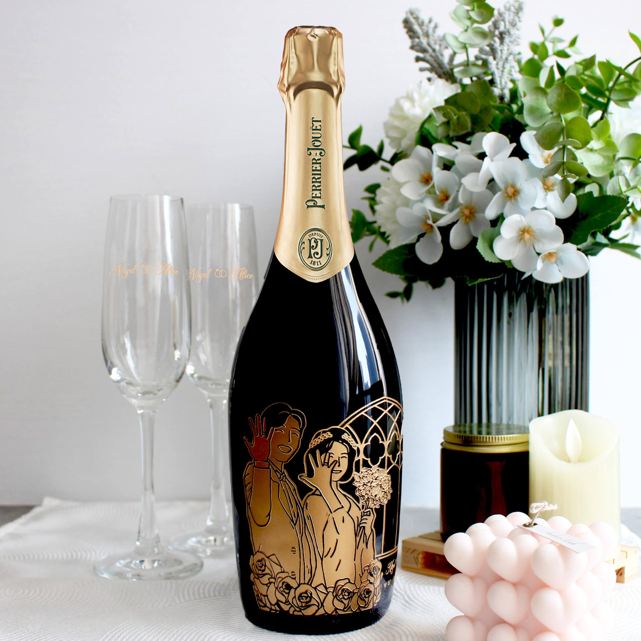 新婚禮物 |Perrier-Jouët 巴黎之花香檳 新婚禮物紀念日禮物（客製化雕刻） - Design Your Own Wine
