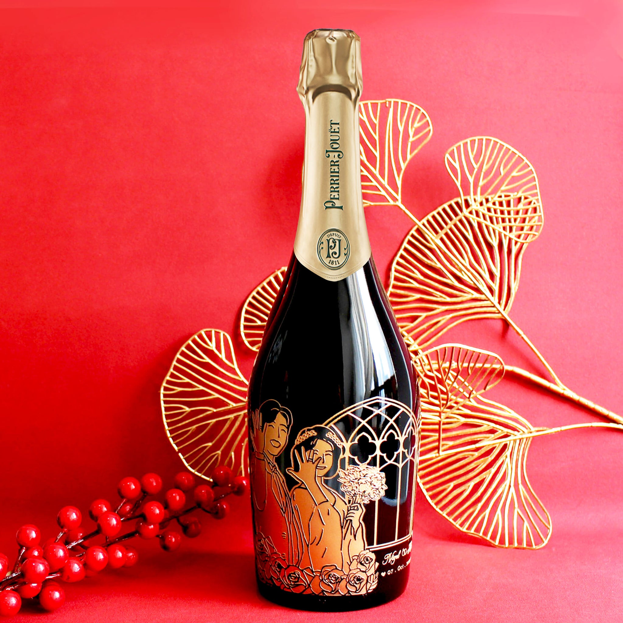 新婚禮物 |Perrier-Jouët 巴黎之花香檳 新婚禮物紀念日禮物（客製化雕刻） - Design Your Own Wine