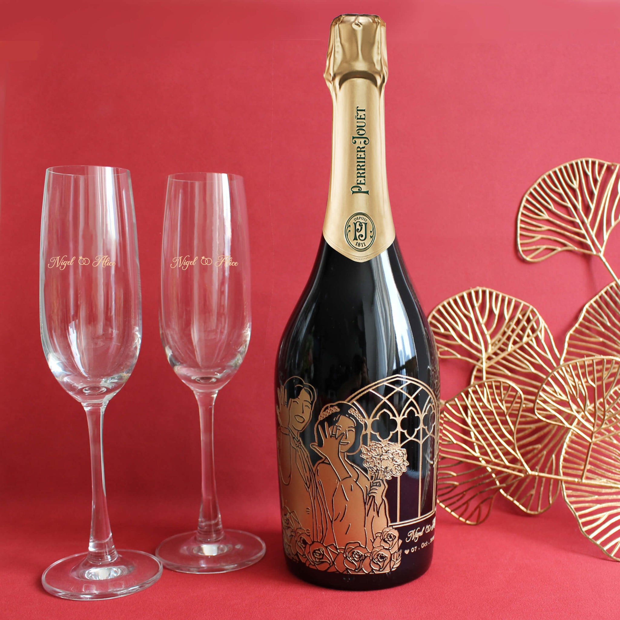新婚禮物 |Perrier-Jouët 巴黎之花香檳 新婚禮物紀念日禮物（客製化雕刻） - Design Your Own Wine