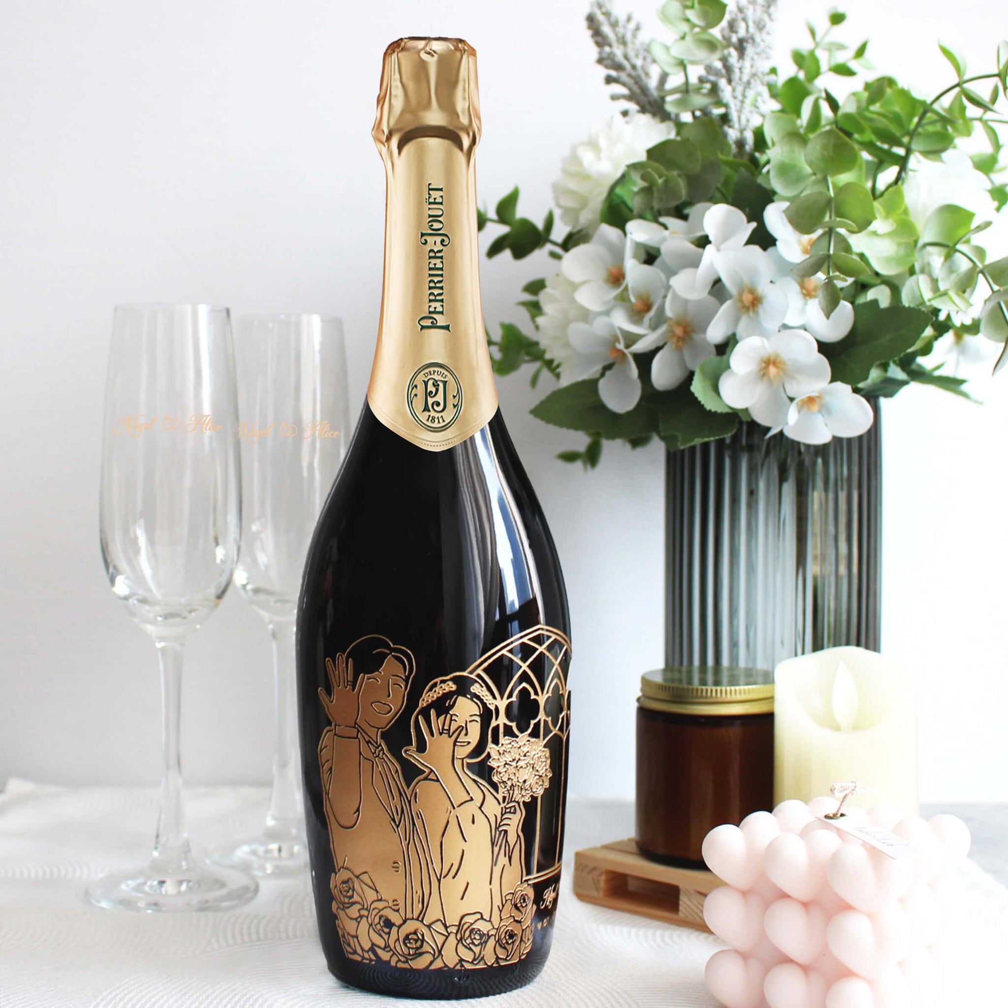 新婚禮物 |Perrier-Jouët 巴黎之花香檳 新婚禮物紀念日禮物（客製化雕刻） - Design Your Own Wine