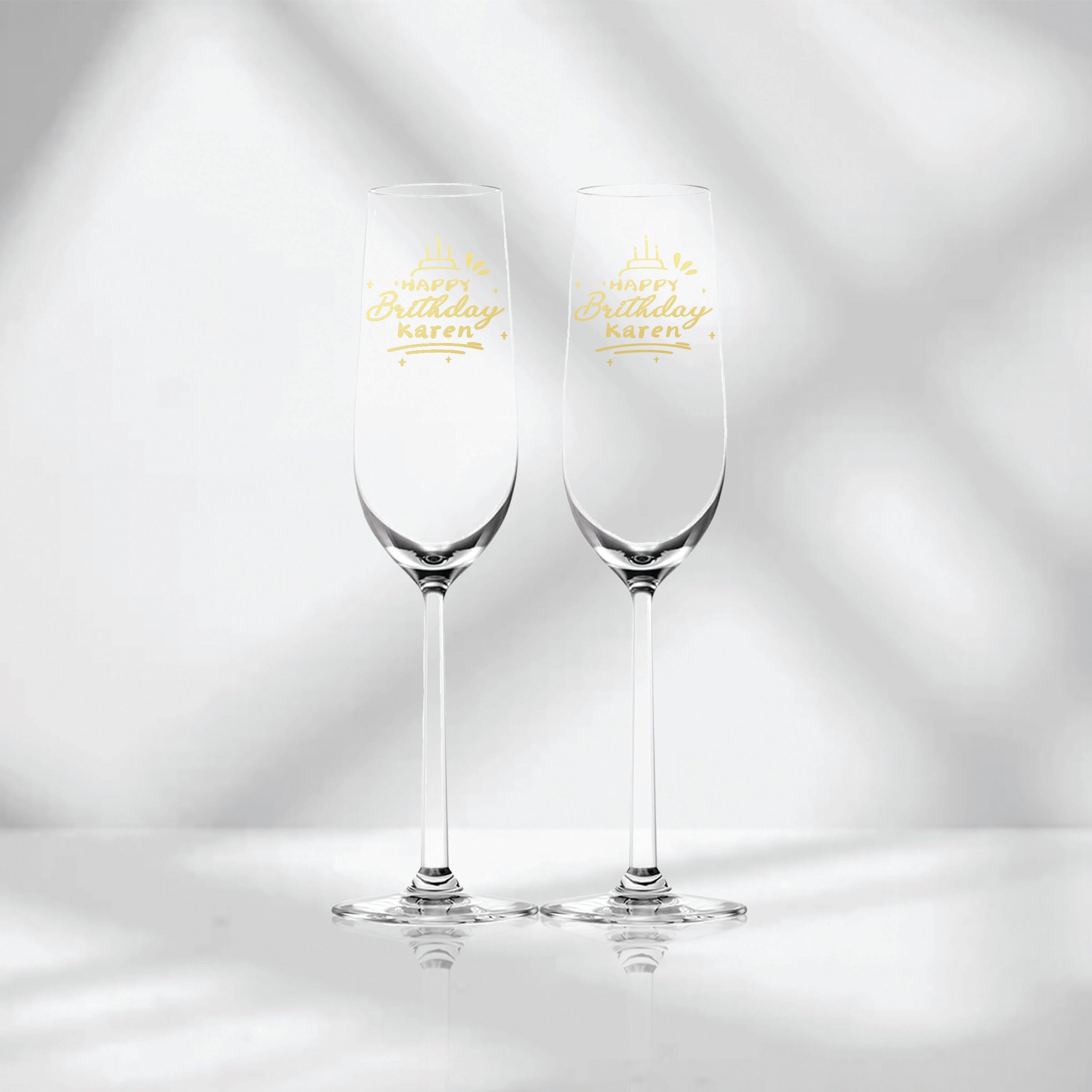 Text Art| 客製化生日禮物香檳杯對杯 文字雕刻送朋友 - Design Your Own Wine