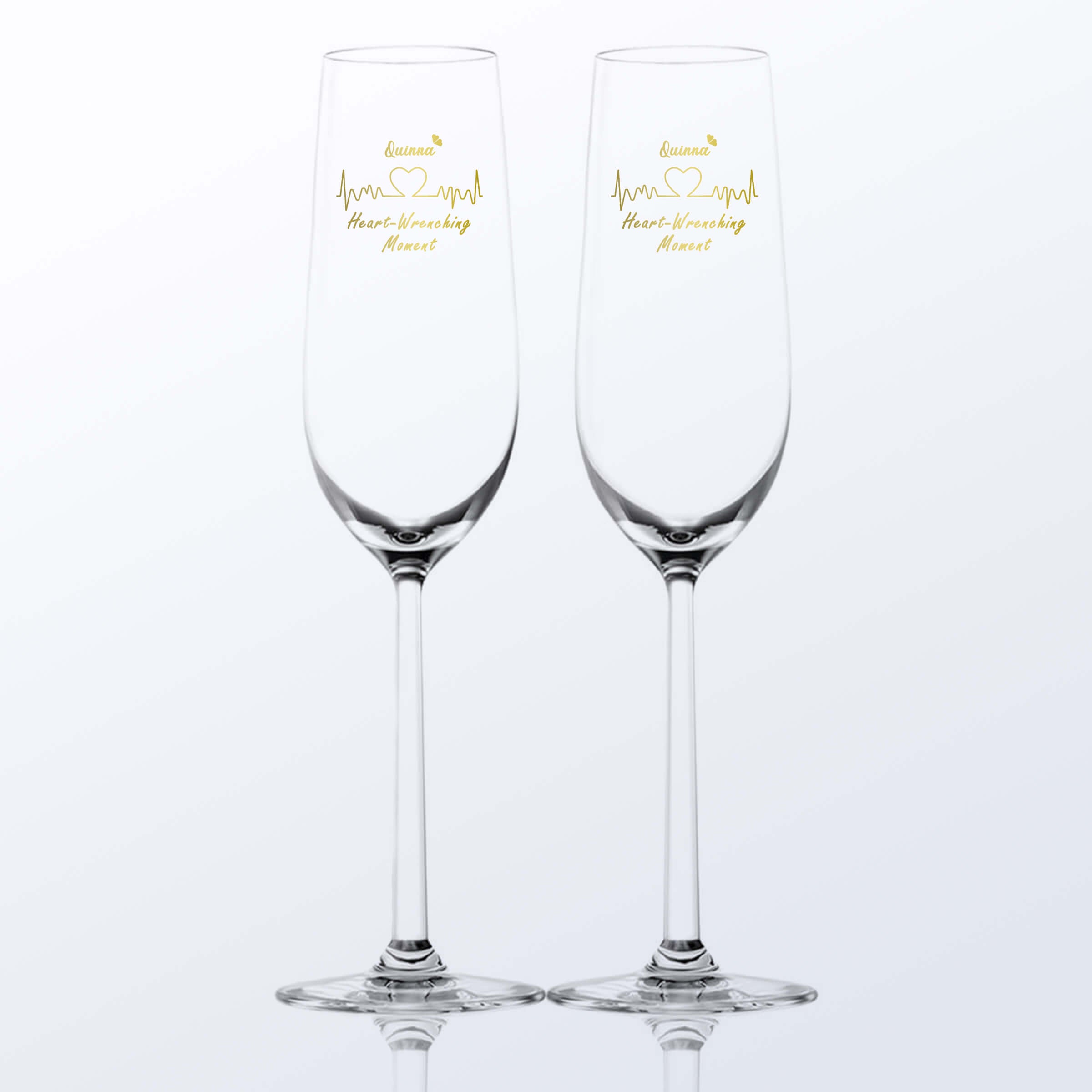 Minimalist|簡約線條心動香檳對杯 客製化禮物情侶禮物（文字雕刻） - Design Your Own Wine