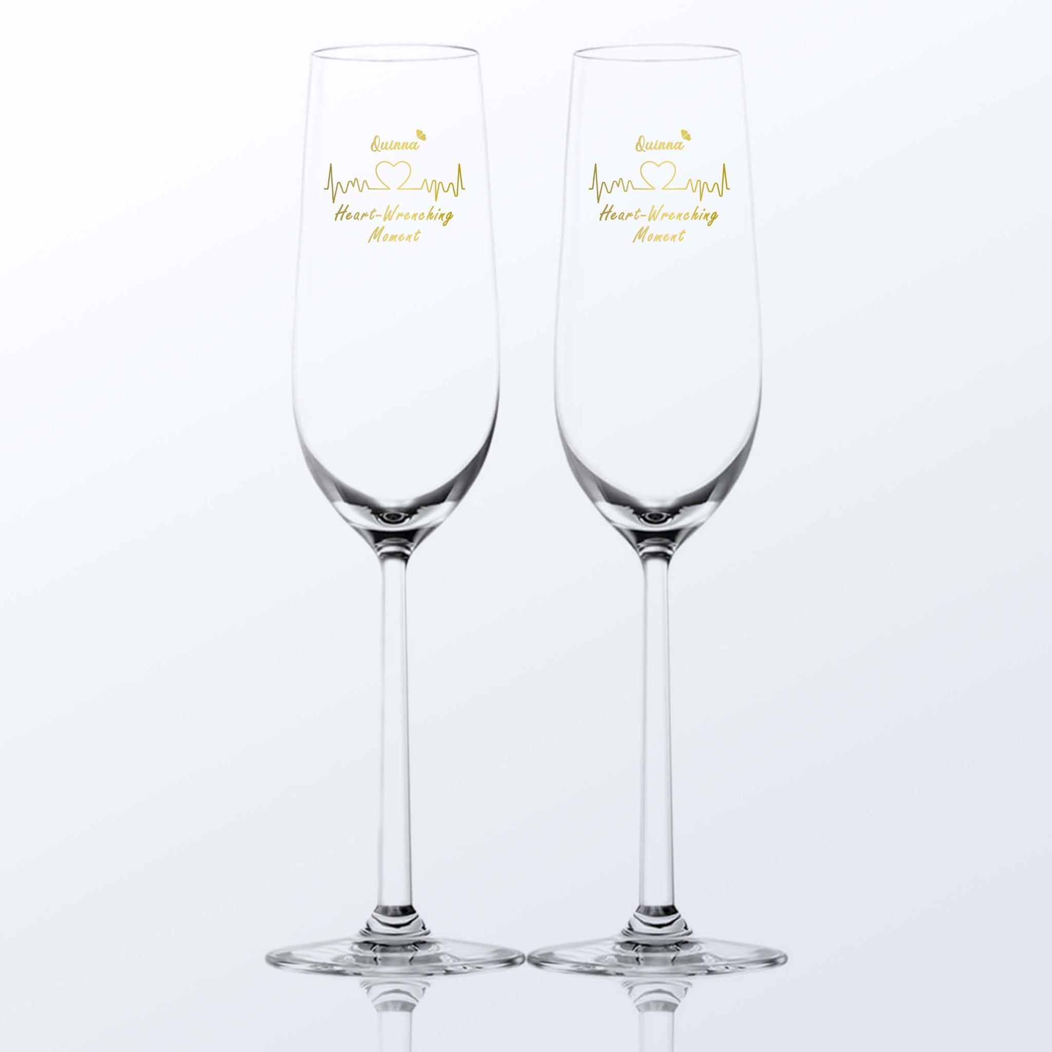 Minimalist|簡約線條心動香檳對杯 客製化禮物情侶禮物（文字雕刻） - Design Your Own Wine
