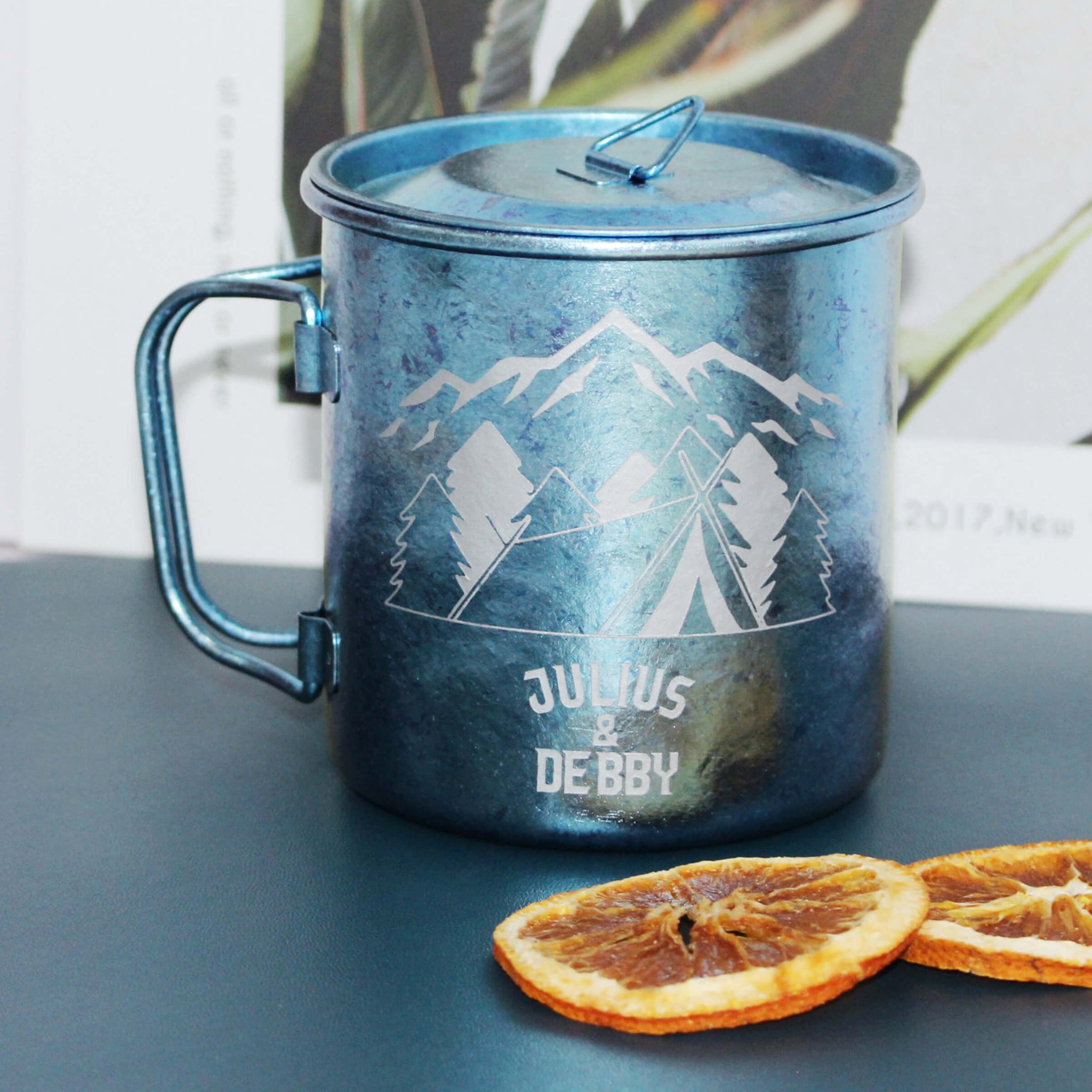 Pure Titanium Cup | 戶外便攜純鈦璀璨藍色冰花水杯（雕刻） - Design Your Own Wine