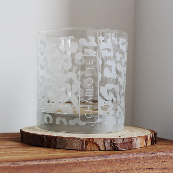 磨砂豹紋定制名字杯 |  Custom frosted engraving Leopard Whisky Glasses ( Pair) - Design Your Own Wine